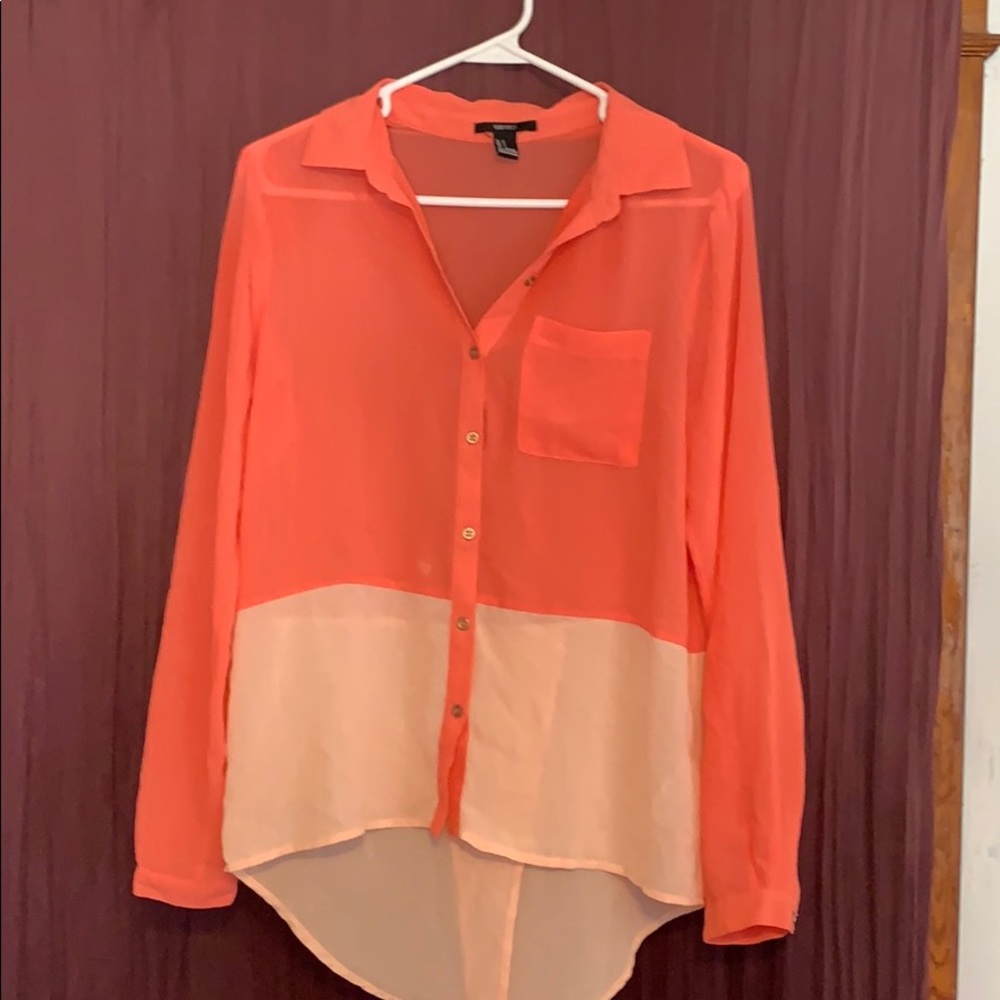 Forever 21 two tones high low button up